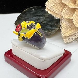 Adorable Spring/Summer Insect & Flower Enamel Statement Ring